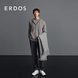 秀场同系列 25年秋冬新品 ERDOS 连帽虚提羊绒开衫 休闲外套 男装