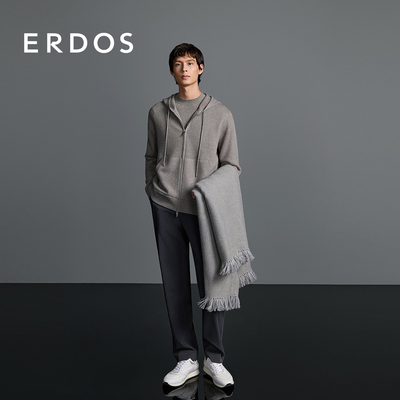 【秀场同系列】ERDOS 男装连帽虚提羊绒开衫25年秋冬新品休闲外套