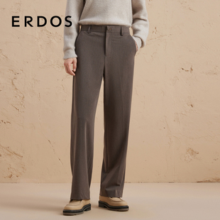 秋冬可可棕宽松直筒微弹休闲裤 长裤 商务通勤 男装 ERDOS
