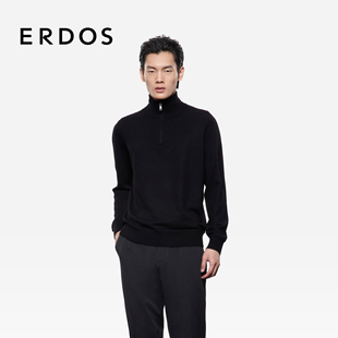 精纺 25年秋冬新品 ERDOS 半高领拉链羊绒开衫 虚提厚针织衫 男装