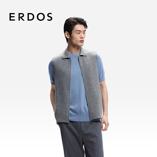 百搭叠穿马甲 羊绒小翻领衬纬开背心26年早春新品 ERDOS 男装