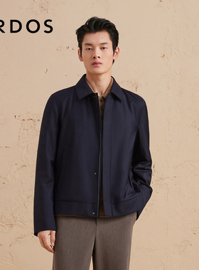 ERDOS 男装纯羊毛棉服秋冬深蓝色厚款行政夹克短款外套