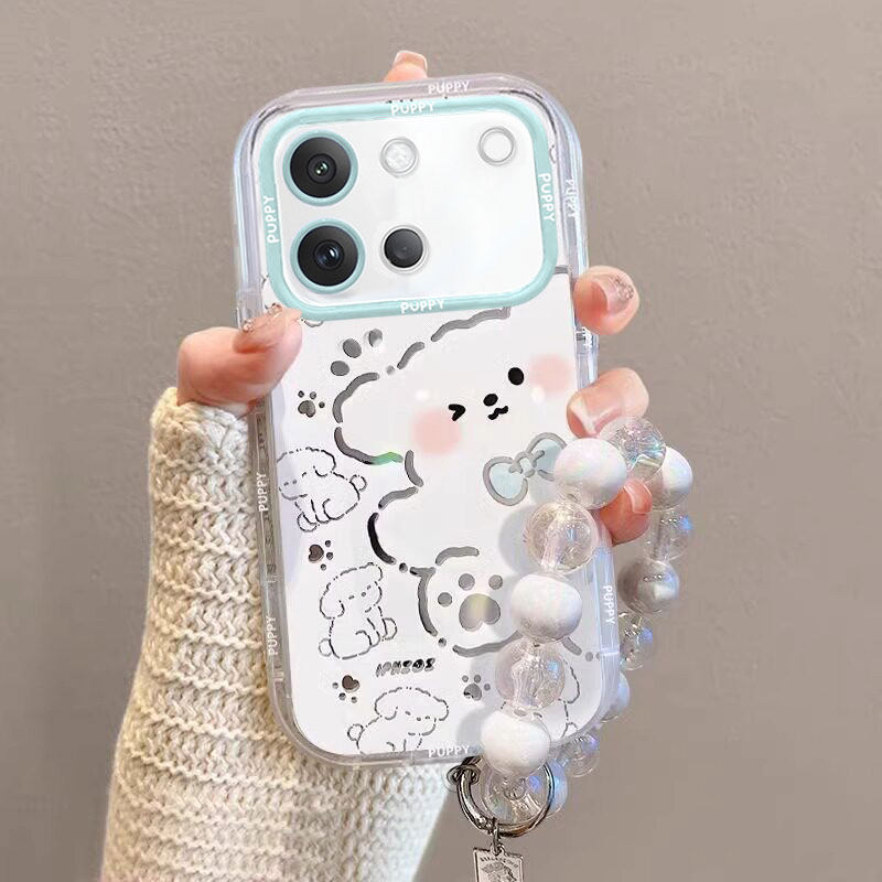 适用vivoS60手机壳新款S50镜面线条猫S30可爱卡通风S20高级感女s19不会撞壳s18全包防摔s17支架手链s16/s15套