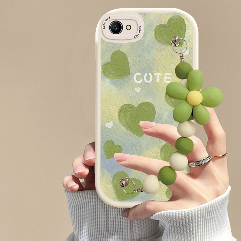 适用oppoa83手机壳绿色爱心链条oppoa3软硅胶磨砂防摔a83t可爱女网红全包新款潮