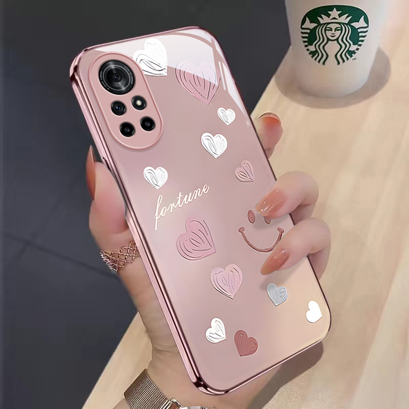 适用华为nova8手机壳渐变爱心nova8Pro防摔可爱女网红nova8se金属漆玻璃高级感全包新款潮