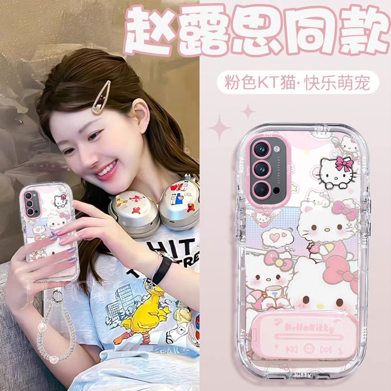 适用OPPORENO14Pro手机壳新款13女高级感12可爱满屏KT猫镜面11全包10pro防摔9硅胶8创意7支架6手链5保护套4SE