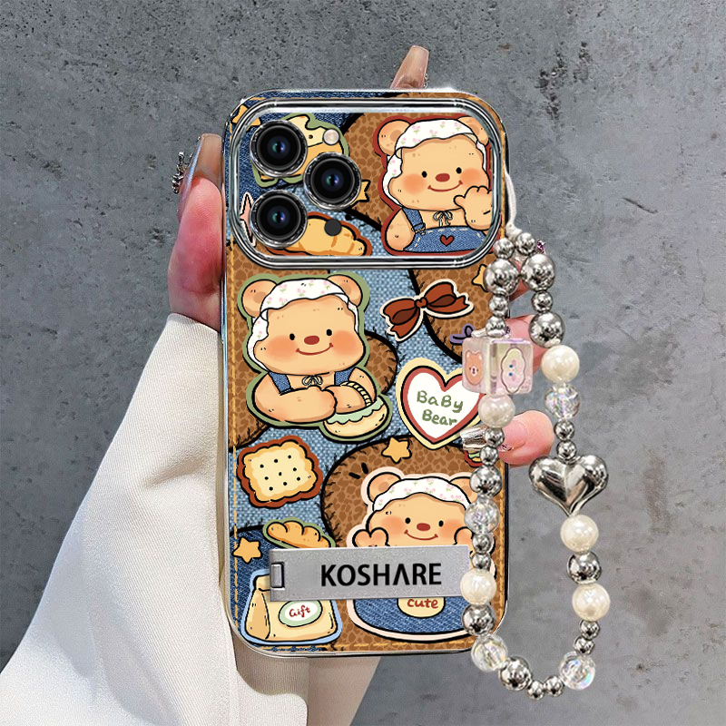 饼干小熊适用苹果17手机壳16新款15好看iPhone12promax全包电镀13可爱硅胶11pro新款plus高级简约防摔保护套