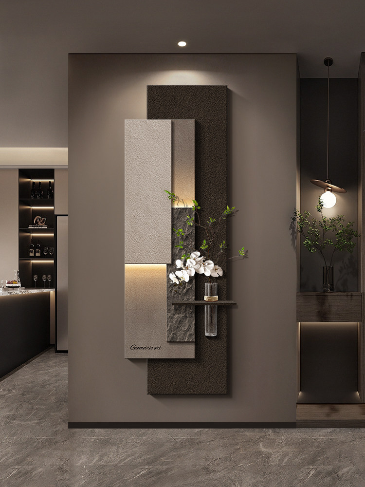 意式轻奢高级感玄关装饰画入户正对门过道走廊挂画几何抽象壁画