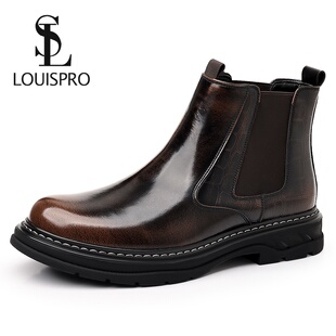 LOUISPRO马丁靴男款2025秋冬加绒保暖棉鞋时尚高帮鞋雪地工装男鞋