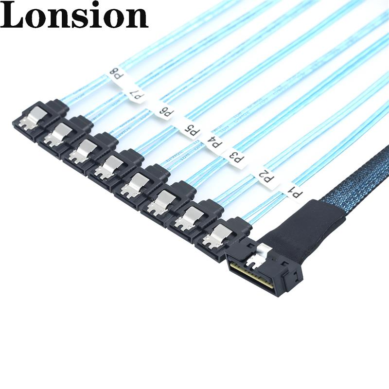 PCIE SlimSAS LP Low profile SFF-8654 8I 74P转8个SATA连接线