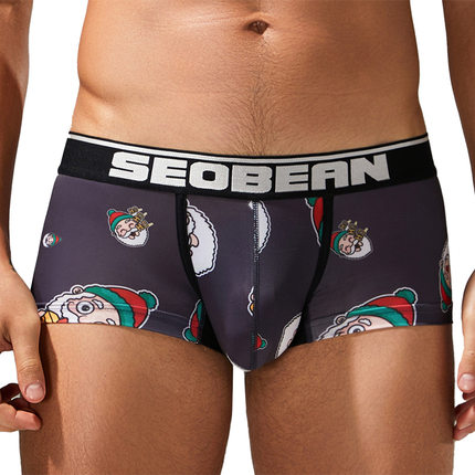 seobean希宾男士平角裤低腰u凸囊袋男式内裤圣诞款潮男提臀07