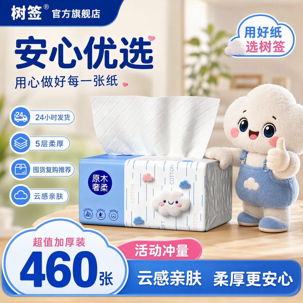 【品质推荐】460张家用加厚超家用擦手纸