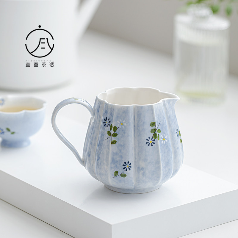 宜室茶话纯手绘小雏菊陶瓷公道杯家用茶海小清新功夫茶具分茶器图片