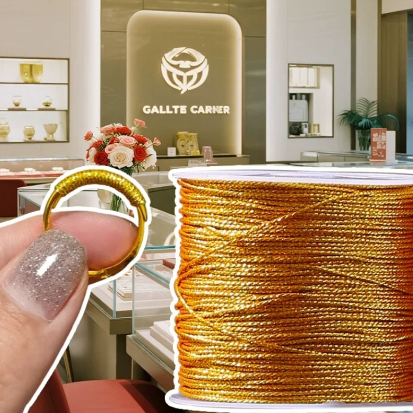 金店专用金丝线编绳戒指缠绕线可穿黄金72号玉线金色手工编织手链