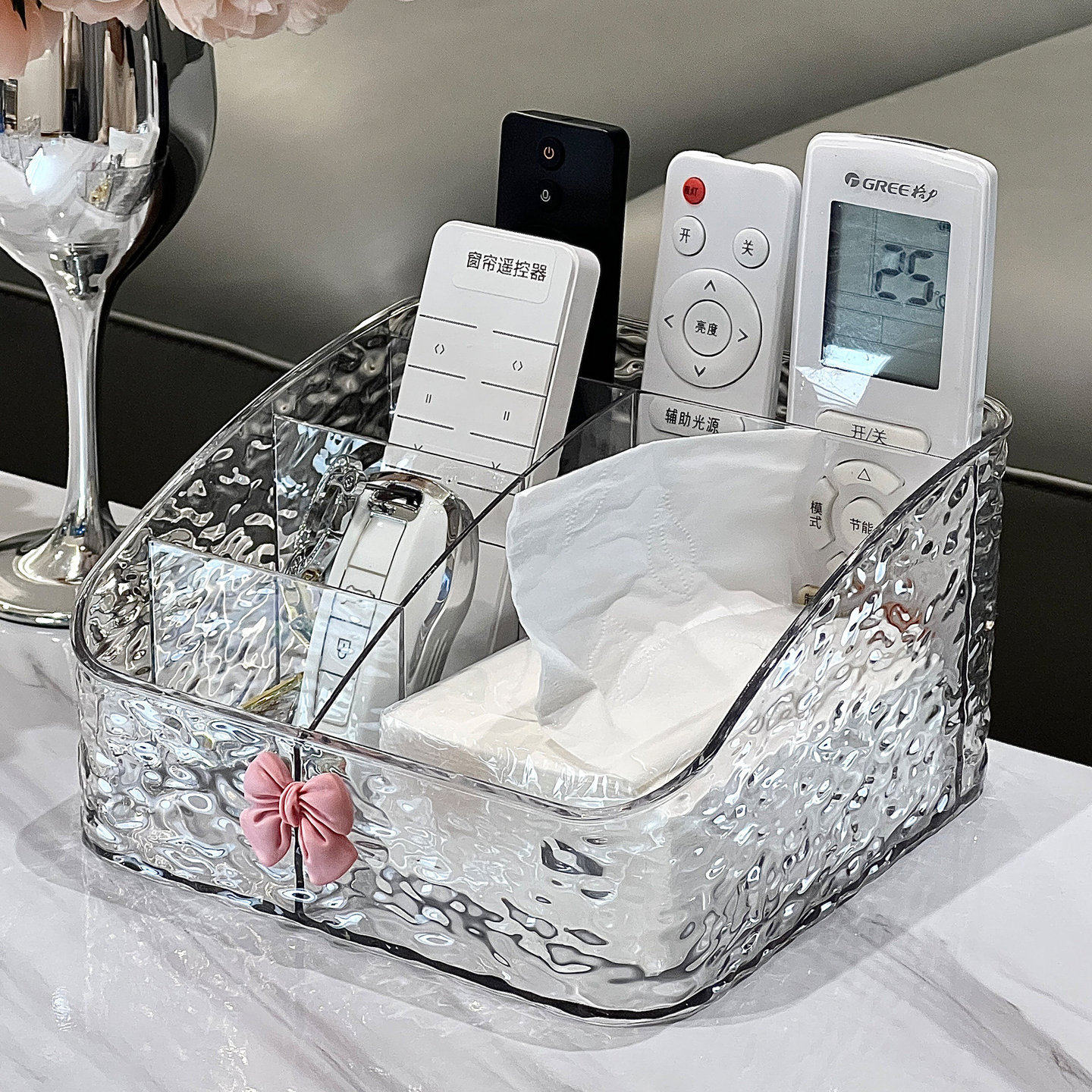 遥控器收纳盒客厅茶几桌面床头柜多功能电视空调放置架整理储物盒