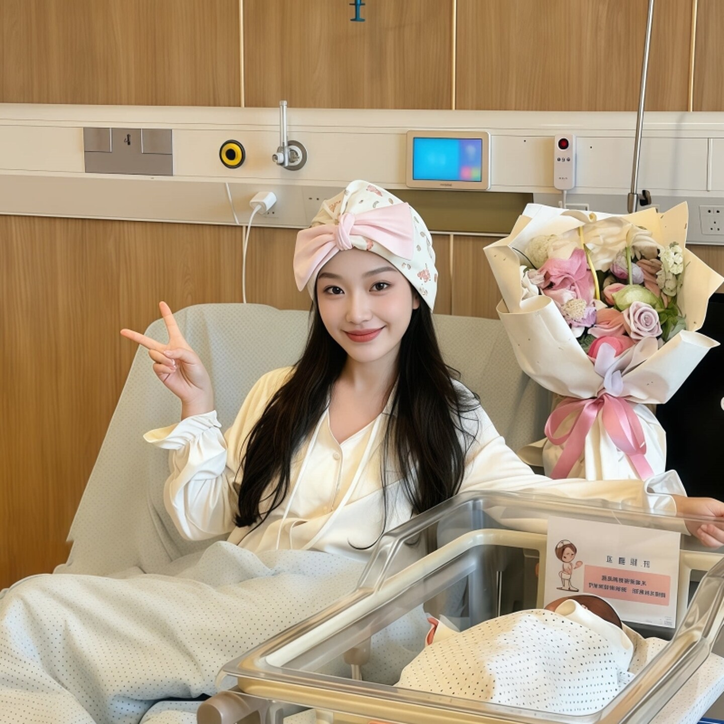 月子帽夏产妇帽防头风孕妇帽子可爱蝴蝶结月子发带头巾薄款显脸小