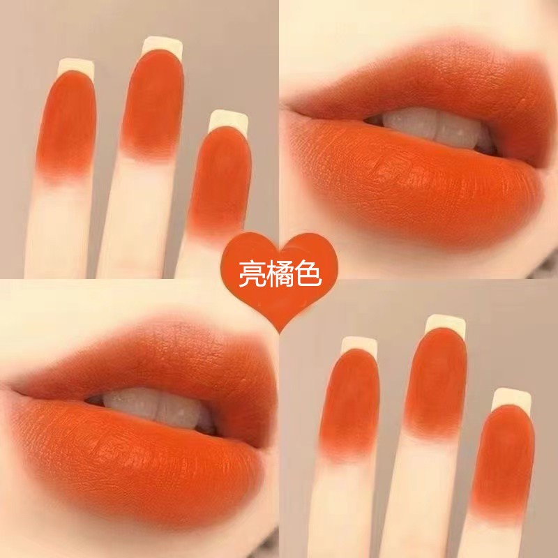 亮橘色口红不易掉色正红色女黄黑皮豆沙色自然素颜奶茶肉桂色显白