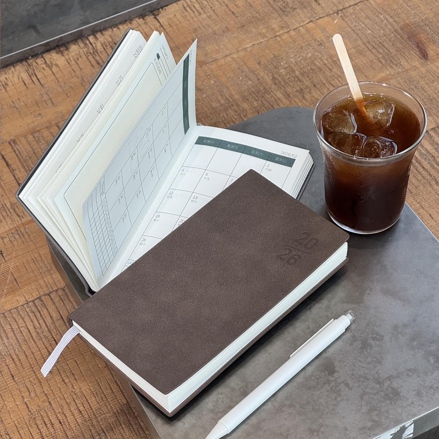 文创艺羊巴皮随身便携2026日程本