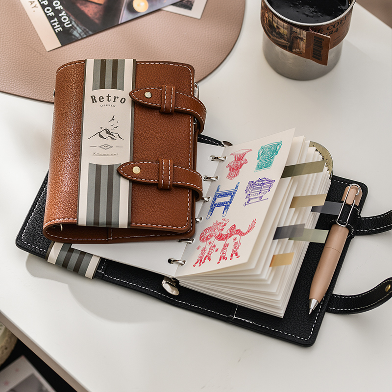 鹿羊纹A7旅行盖章本活页手账便携