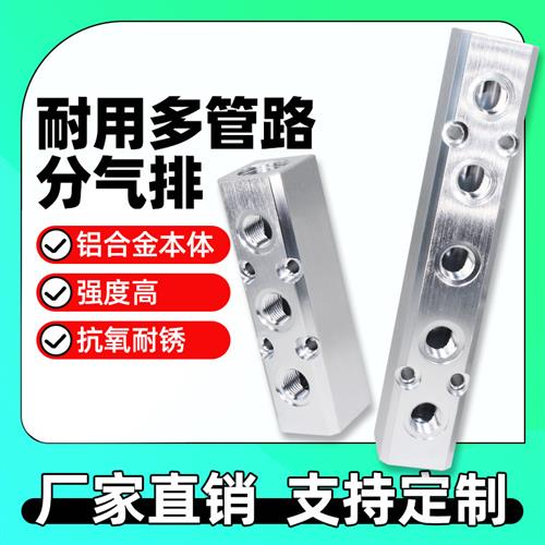 30x30铝合金分流排多管路直排气排汇流板气路分配气动直通分气块