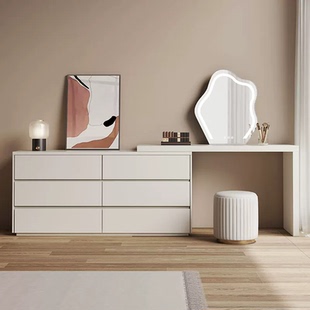 梳妆台卧室简约现代小型收纳柜一体小户型梳妆柜实木化妆台化妆桌