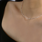 银色简约通勤碎银子项链女款 轻奢小众颈链锁骨链高级感 2026新款