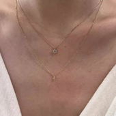 细款 mini花朵吊坠项链女叠戴极简高级感锁骨链小众设计水滴毛衣链