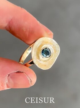金色圆圈纹理戒指女小众设计轻奢