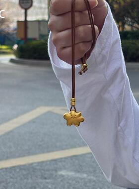 金色磨砂微笑云朵吊坠项链女款