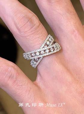 银色交叉戒指女款中古轻奢高级感