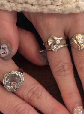 金属爱心戒指女款小众设计食指戒