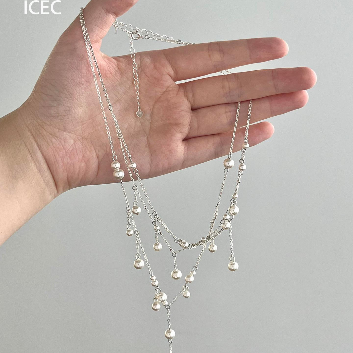 清冷感流苏仿珍珠项链女款多层