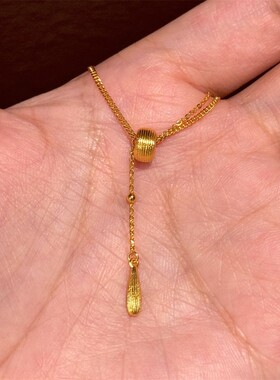 金色拉丝水滴项链女高级感轻奢