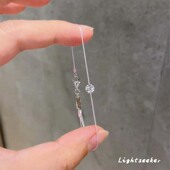 粉色小花极细手链女款 简约韩系超闪仿锆石轻奢小众叠戴闺蜜手绳