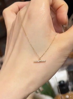 金色一字平衡木项链女高级感轻奢