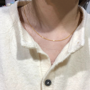 s925金色纯银项链素链轻奢小众女款 颈链锁骨链高级感 2024新款 爆款