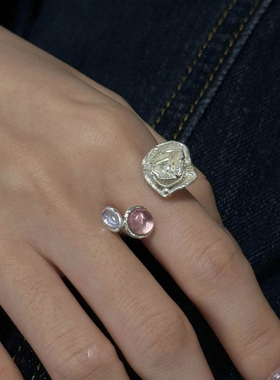 银色玫瑰花戒指女款2026新款开口