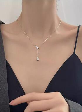 S925纯银流苏几何项链女轻奢小众设计感高级锁骨链2022年新款爆款