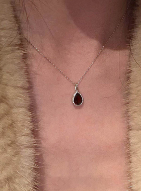 超闪仿红宝石水滴项链精致优雅