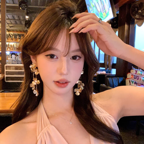 花朵流苏耳环女款重工轻奢不掉色