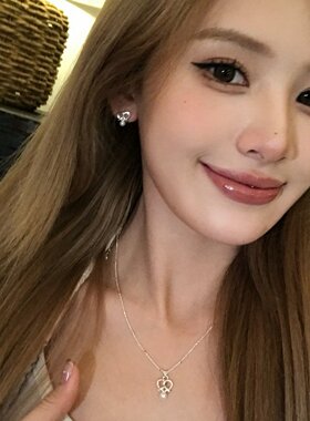 银色碱水结爱心仿珍珠吊坠项链女