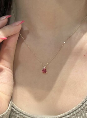 精致甜美粉色爱心吊坠项链少女感