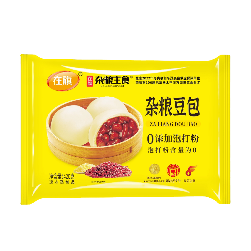 在旗主食 杂粮豆包 420g/袋 红小豆馅粗粮包子淡淡甜味松软不腻