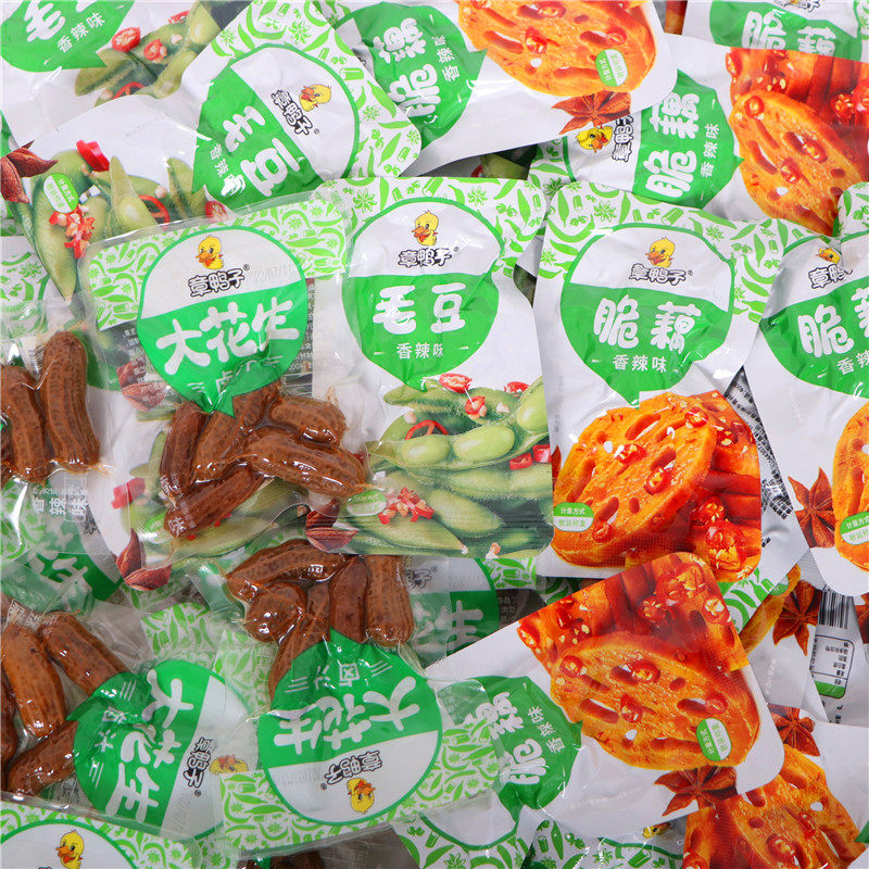 章鸭子5斤小包装散装卤汁花生水煮带壳盐水花生香辣毛豆脆藕零食