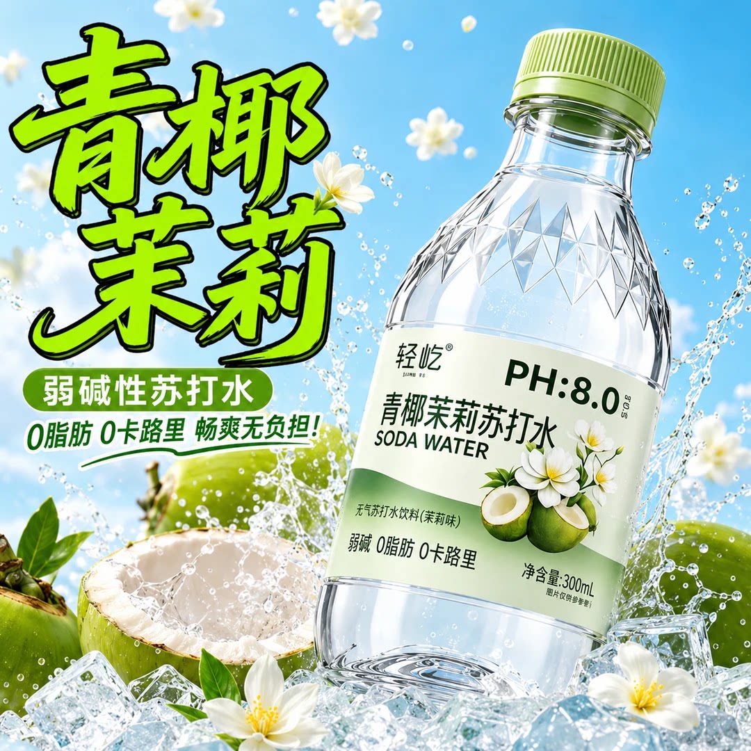 【新品上市】青椰茉莉苏打水椰子水饮料整箱300ml*瓶清爽解渴0脂