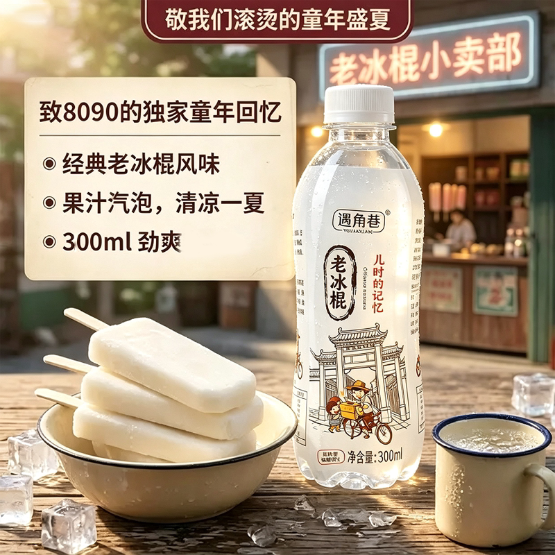 新品老冰棍电解质气泡水果汁饮料夏季饮品6/12/24瓶整箱特惠