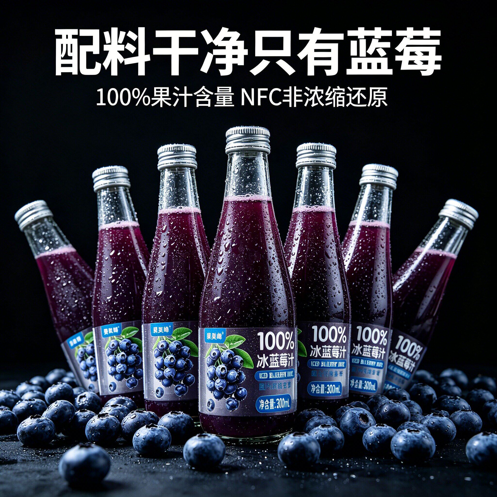 野生蓝莓原汁100%纯果汁无添加蔗糖清爽果味饮料