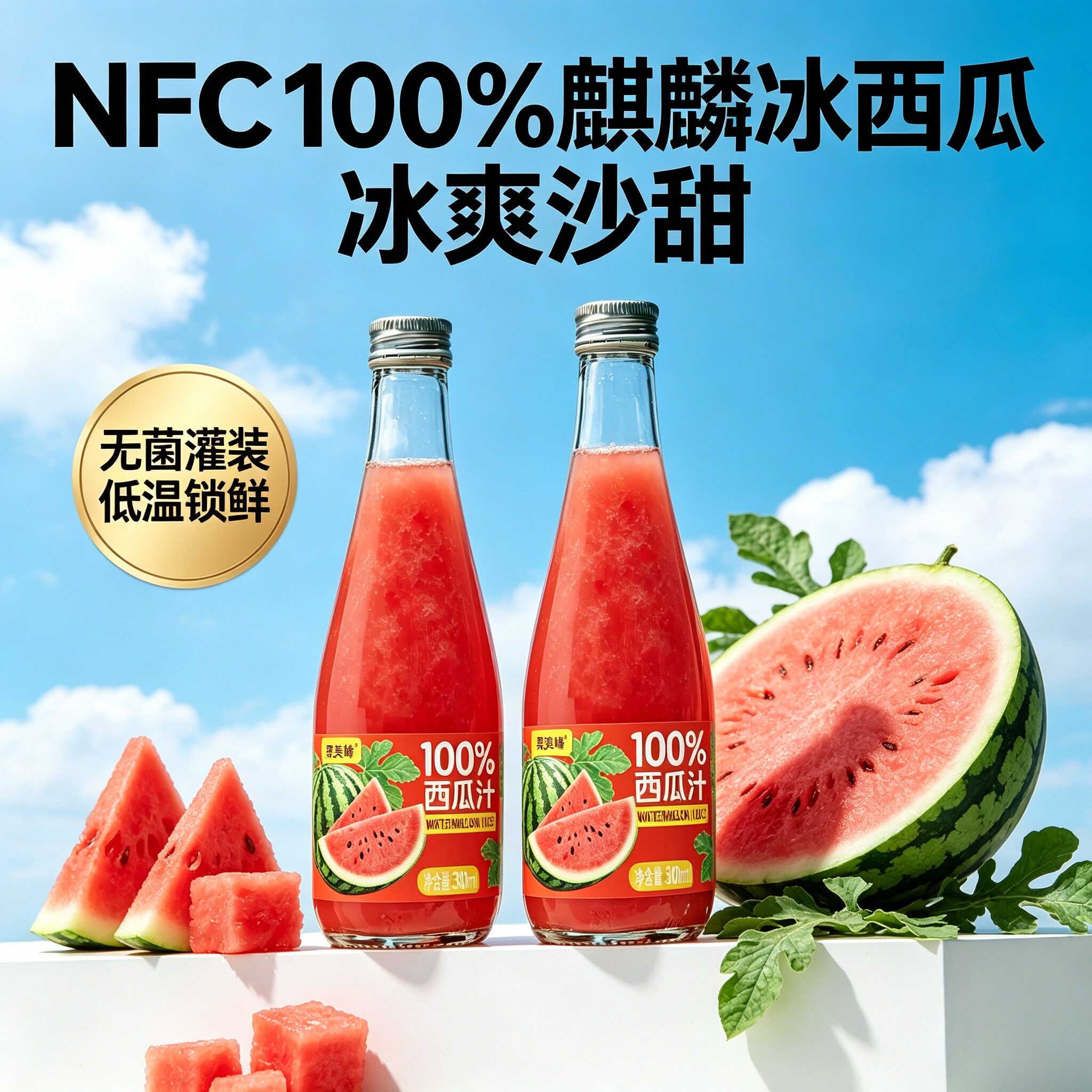 正宗麒麟西瓜汁100%NFC鲜榨无添加原汁原味夏季解暑饮料