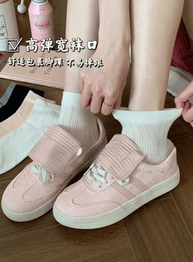 秋季薄款白色袜子女网眼透气短袜棉配芭蕾风中筒袜冬