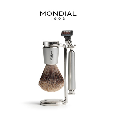 MONDIAL1908男士手动剃须刀剃须膏皂起泡刷镀铬架子三件套礼物